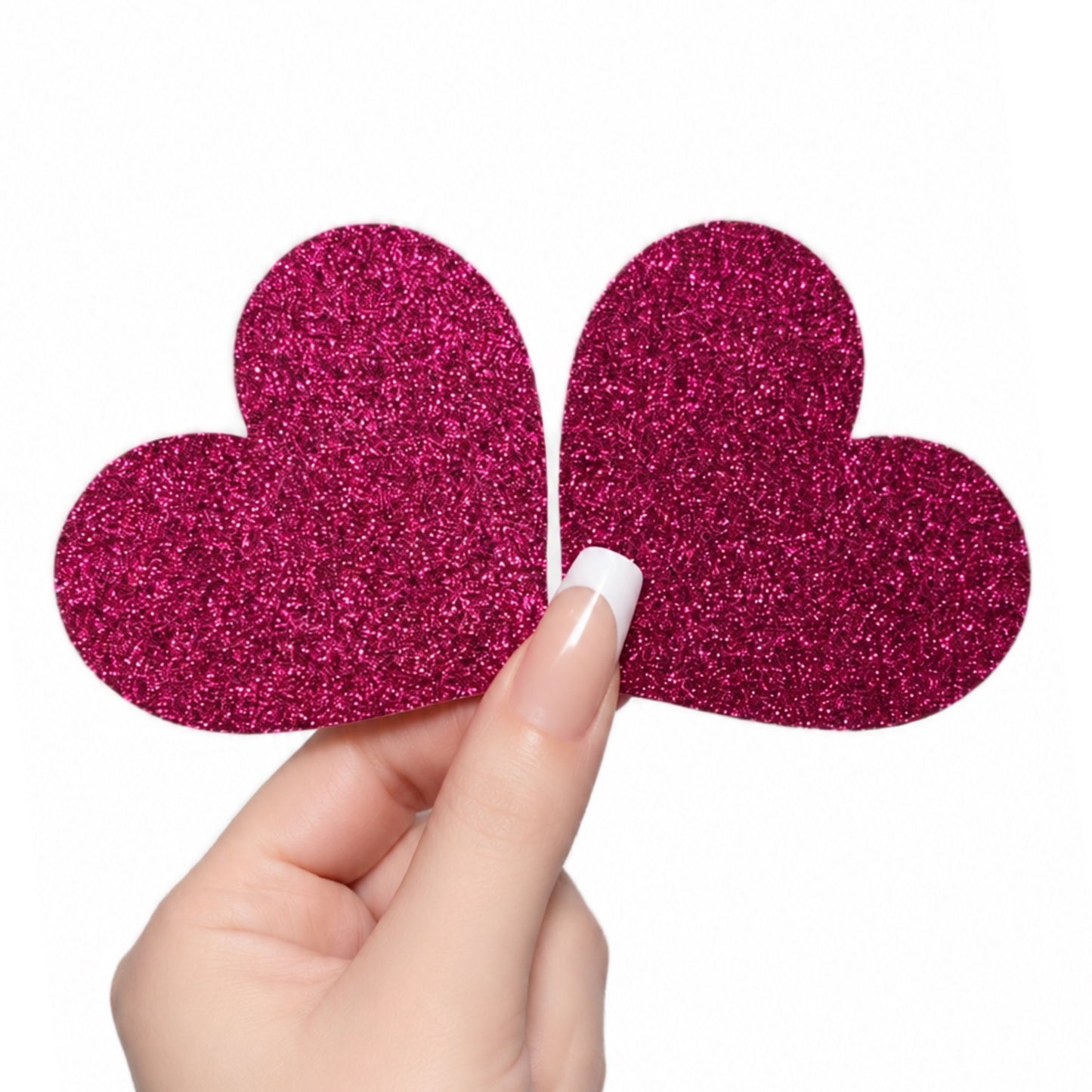 Hot Pink Glitter Heart Adhesive Nipple Covers