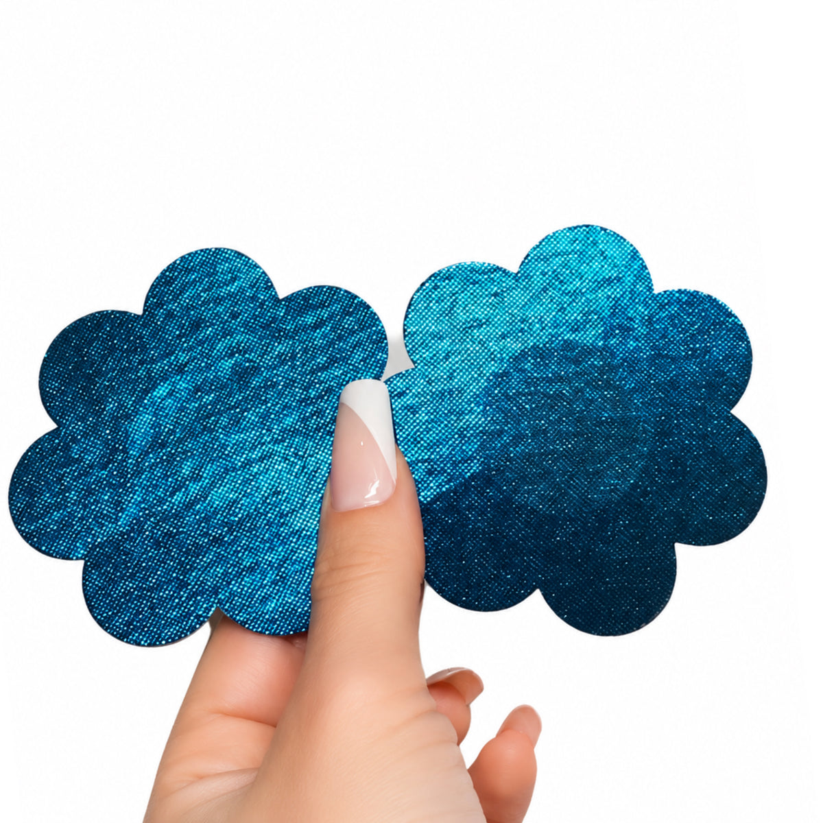 Blue Iridescent Flower Nipple Pasties