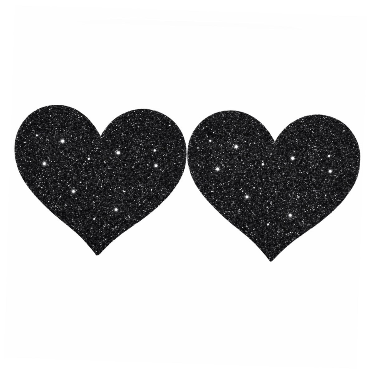 Black Glitter Heart Nipple Pasties