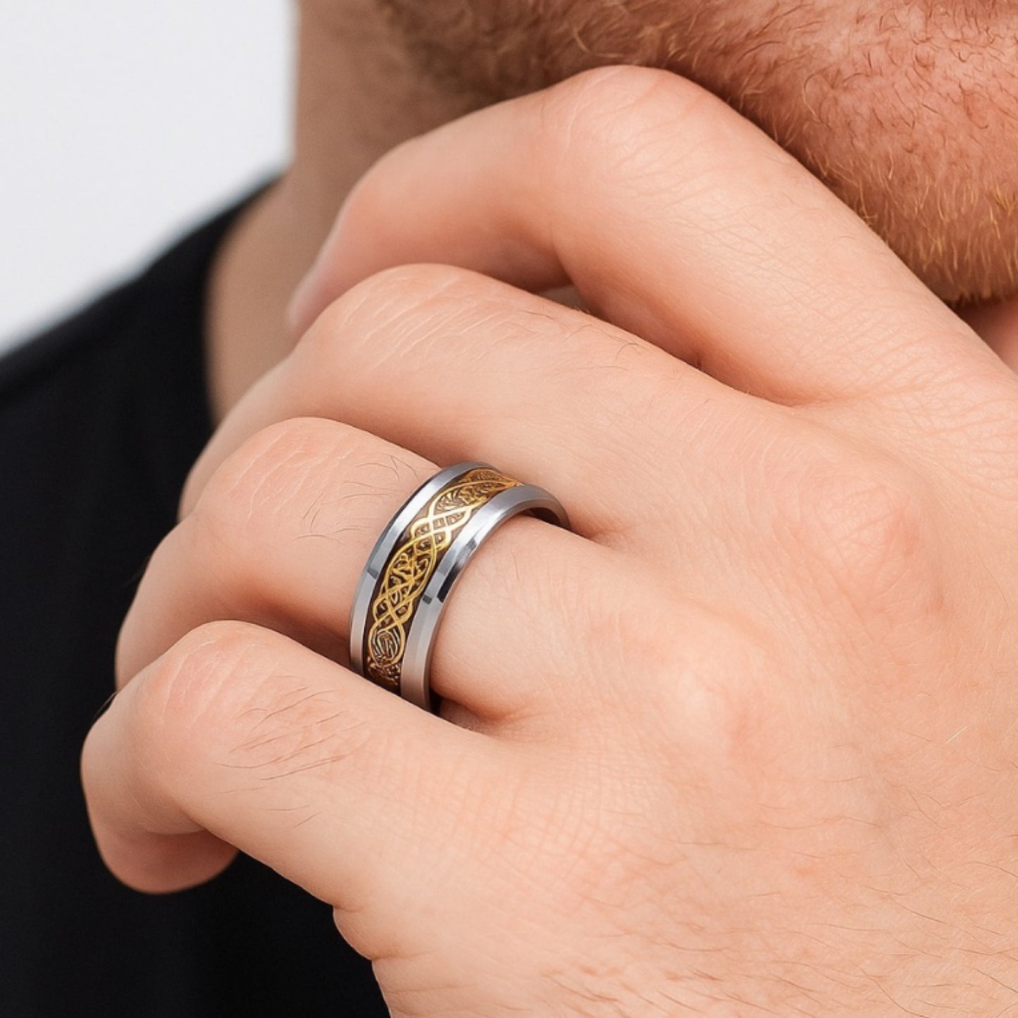 Celtic Knot Band Ring - Stainless Steel Silver Gold Tone