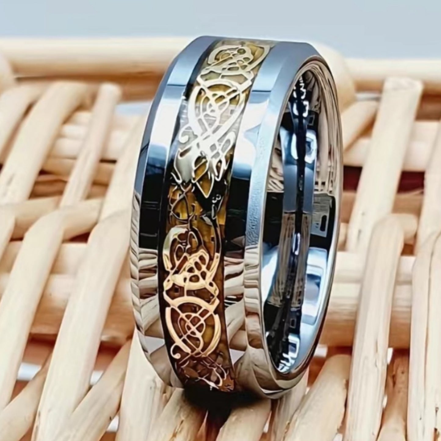 Celtic Knot Band Ring - Stainless Steel Silver Gold Tone