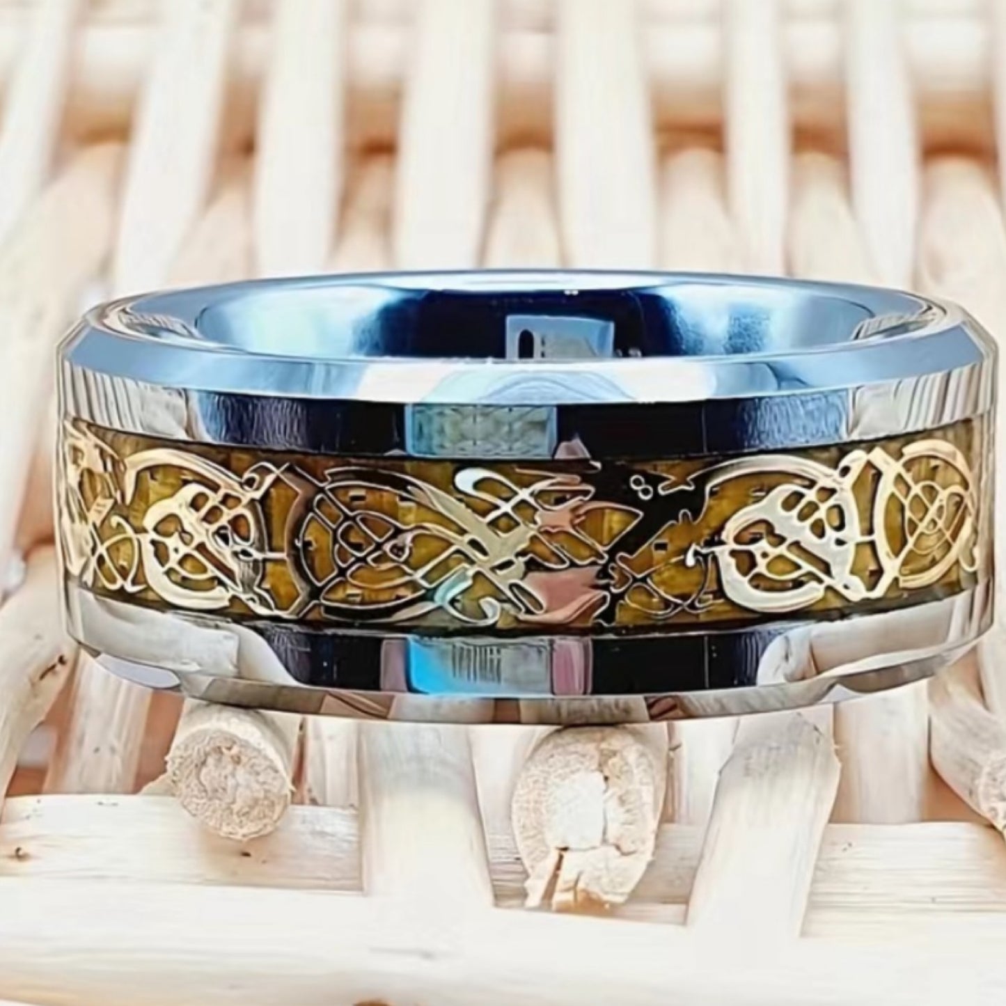 Celtic Knot Band Ring - Stainless Steel Silver Gold Tone