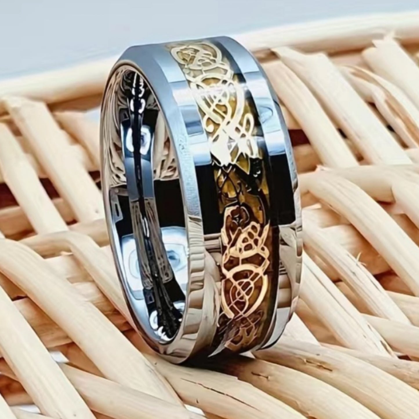 Celtic Knot Band Ring - Stainless Steel Silver Gold Tone