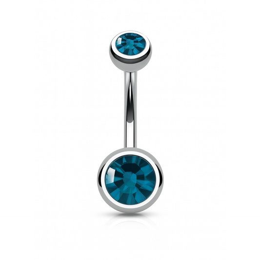 Teal Gemstone Belly Button Ring – Surgical Steel Navel Barbell 14g