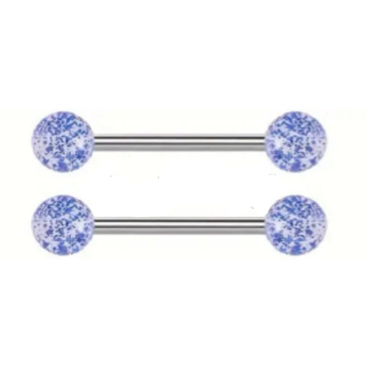 Blue Sparkly Nipple Rings