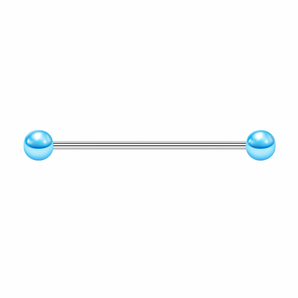 Blue Acrylic Ball Industrial Barbell Earring – Stainless Steel 14G