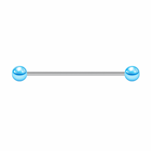 Blue Acrylic Ball Industrial Barbell Earring – Stainless Steel 14G