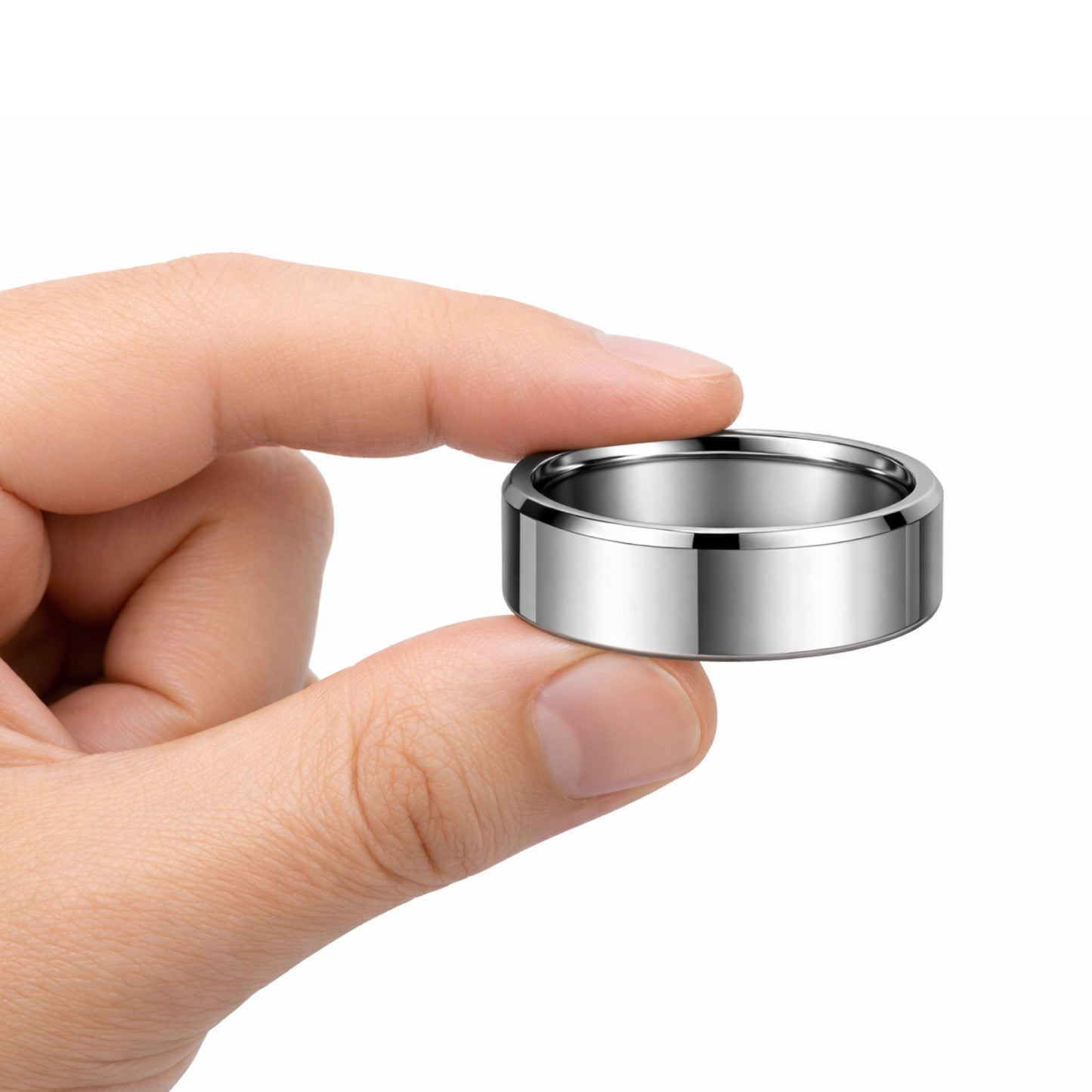Stainless Steel Wide Band Ring – Polished Silver Comfort Fit