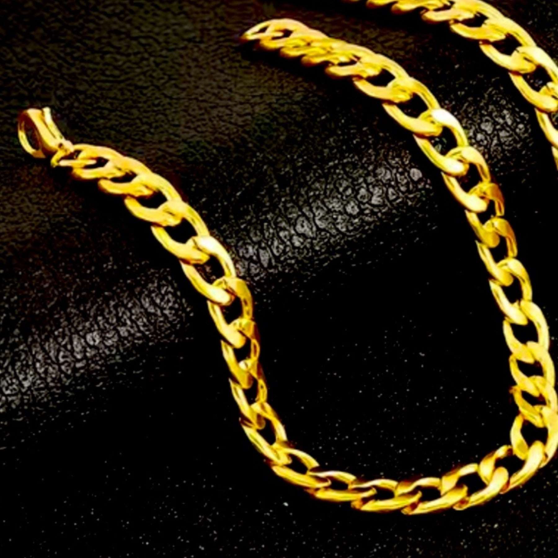 Gold Stainless Steel Cuban Chain Bracelet