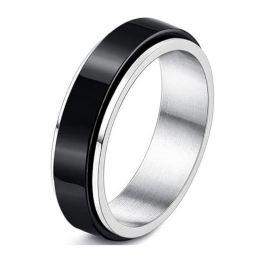 Black Stainless Steel Spinner Ring - Fidget Band