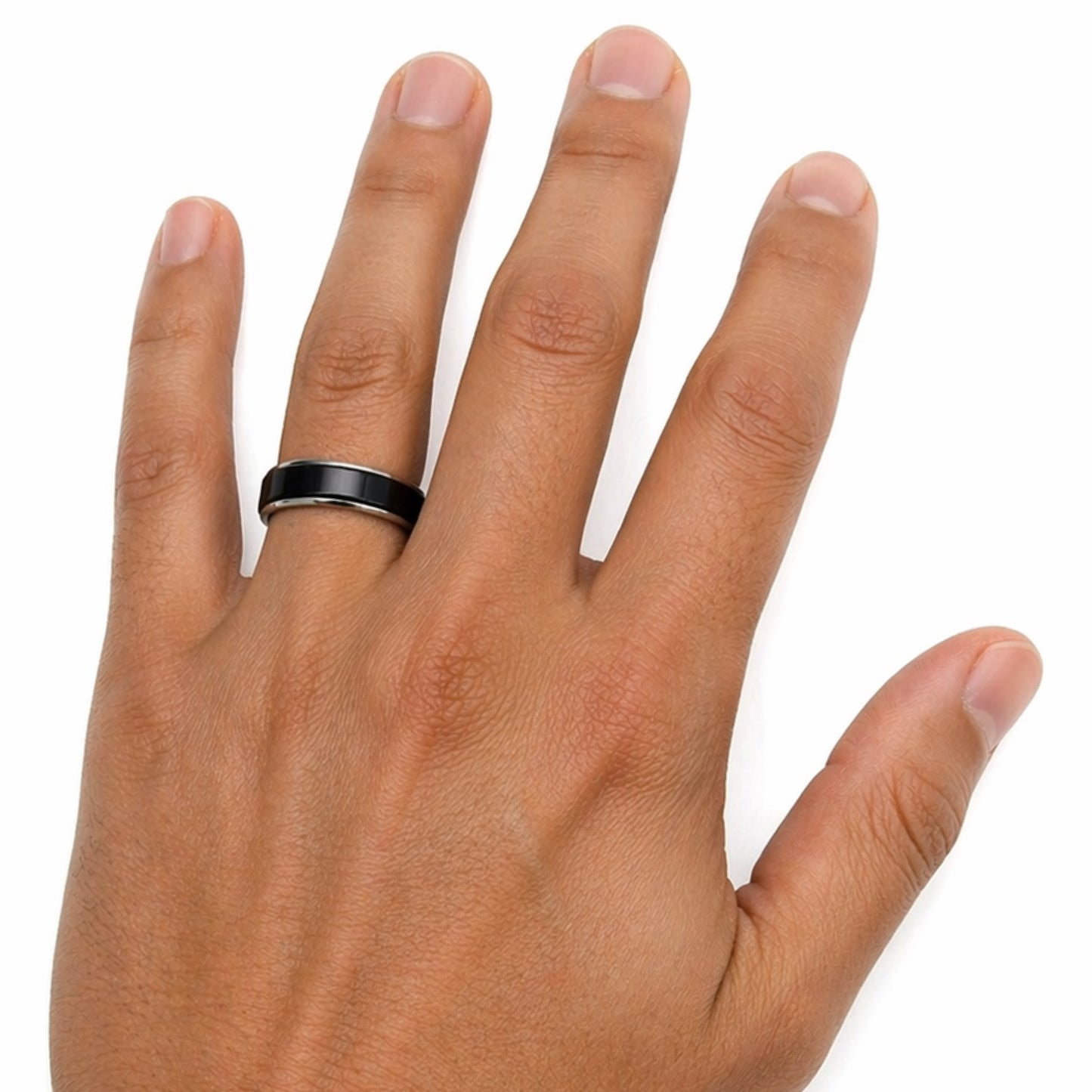 Black Stainless Steel Spinner Ring - Fidget Band