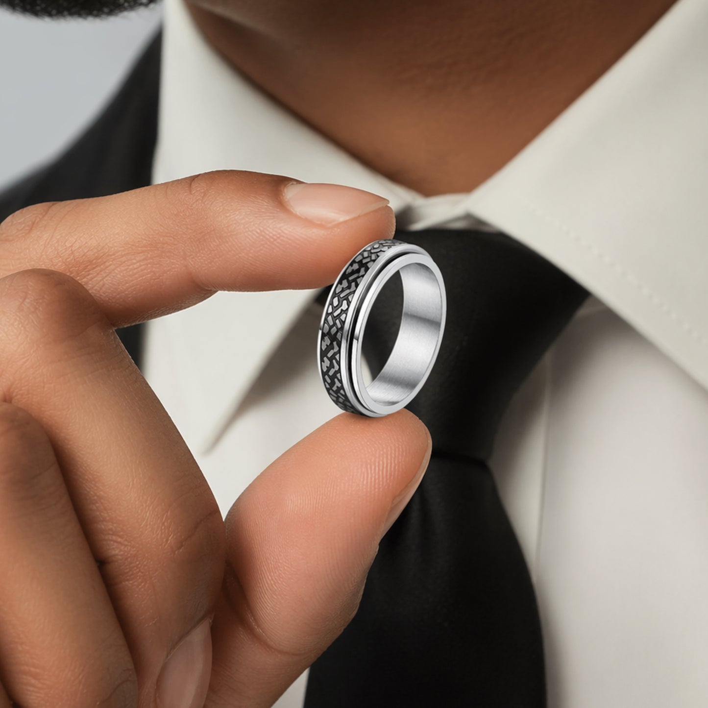 Stainless Steel Tribal Spinner Ring Rotating Band
