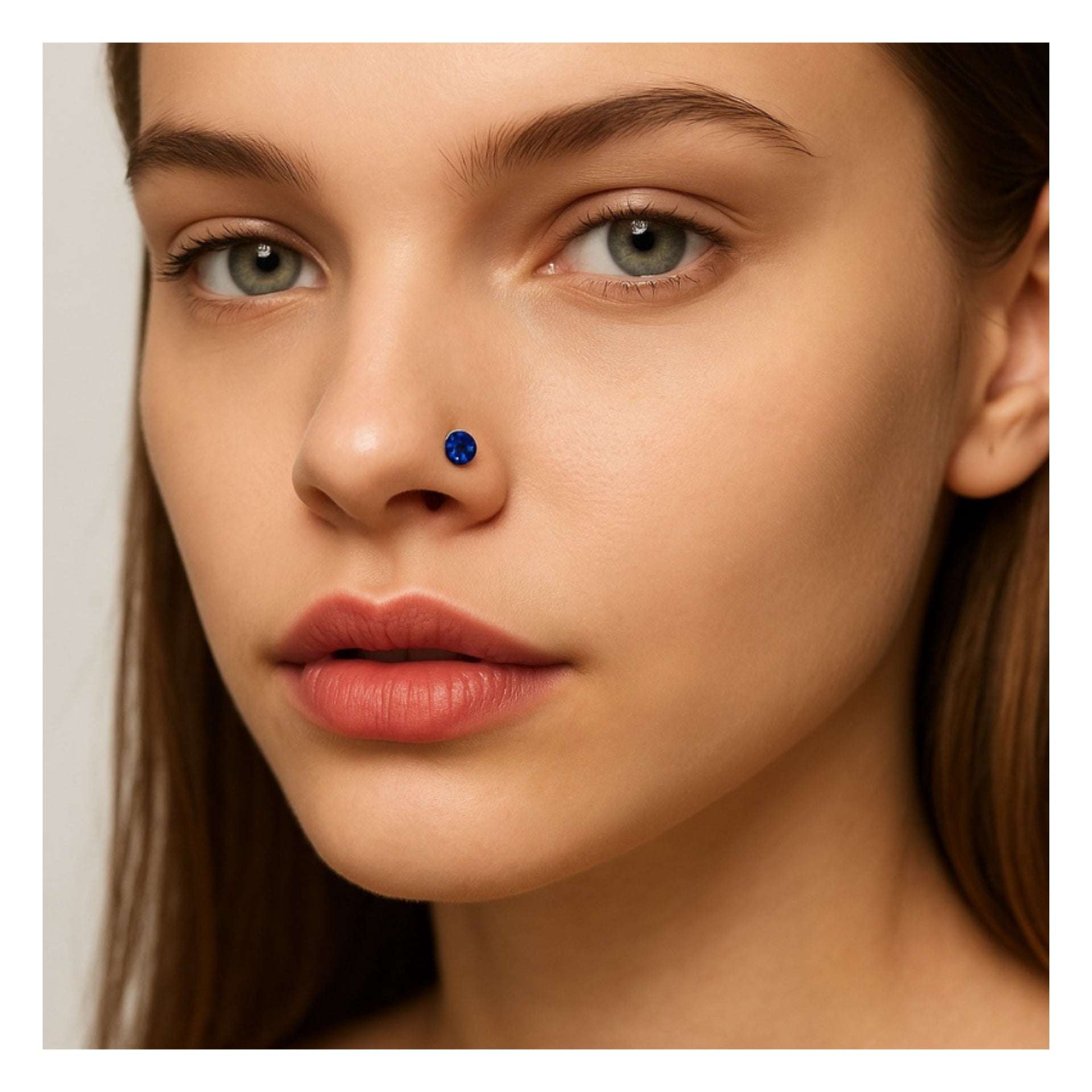 3mm Blue CZ Nose Stud L-Shaped – Surgical Steel Piercing Jewelry