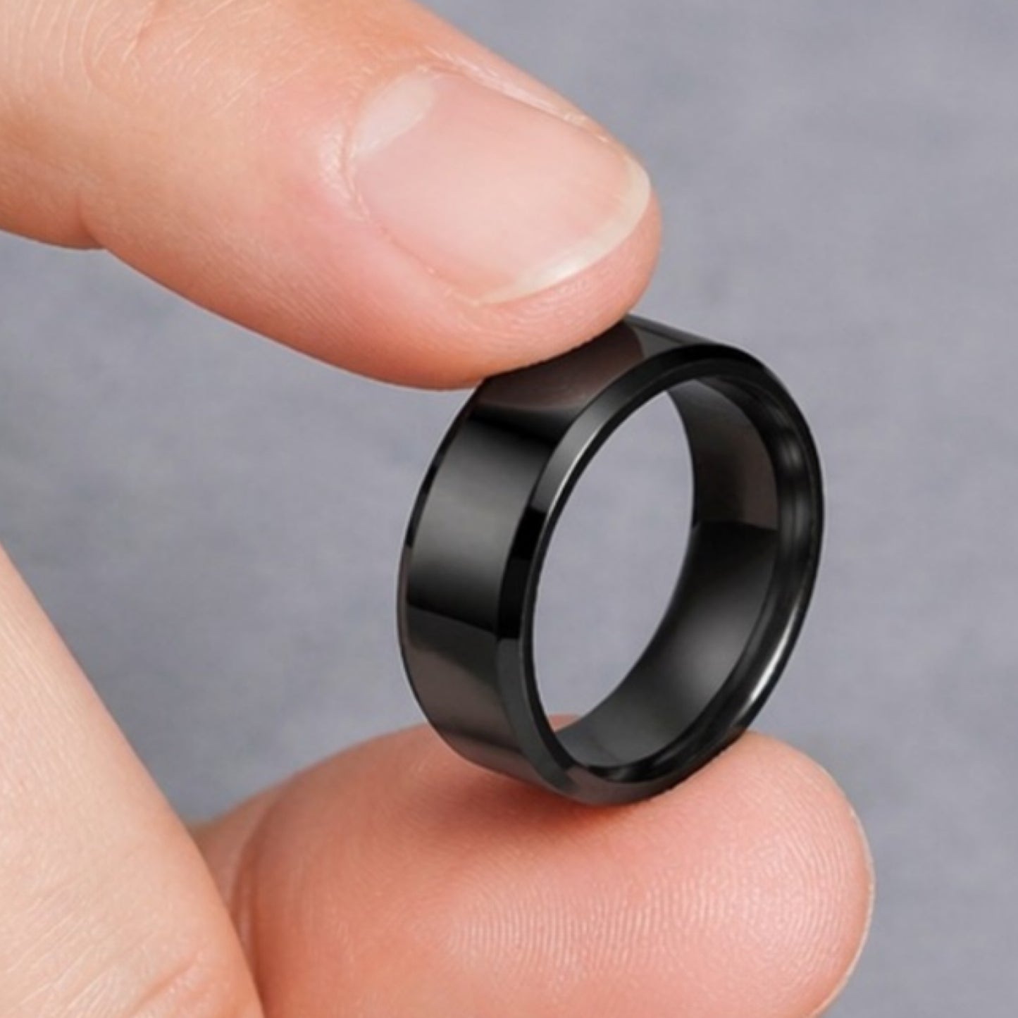 Black Stainless Steel Minimalist Band Ring