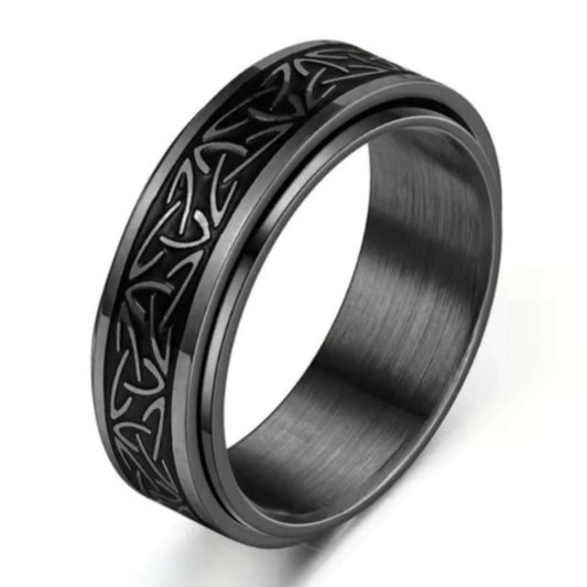Black Celtic Knot Spinner Ring – Stainless Steel Fidget Band