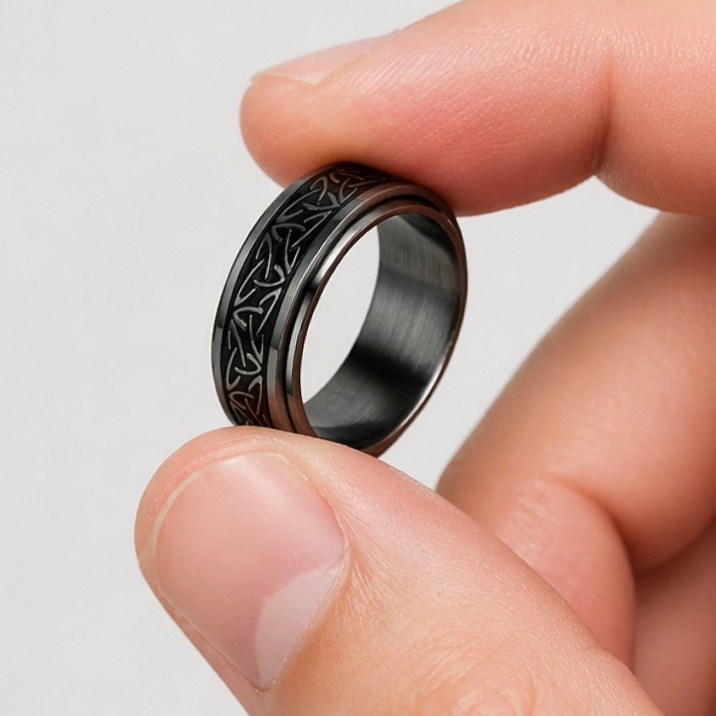 Black Celtic Knot Spinner Ring – Stainless Steel Fidget Band