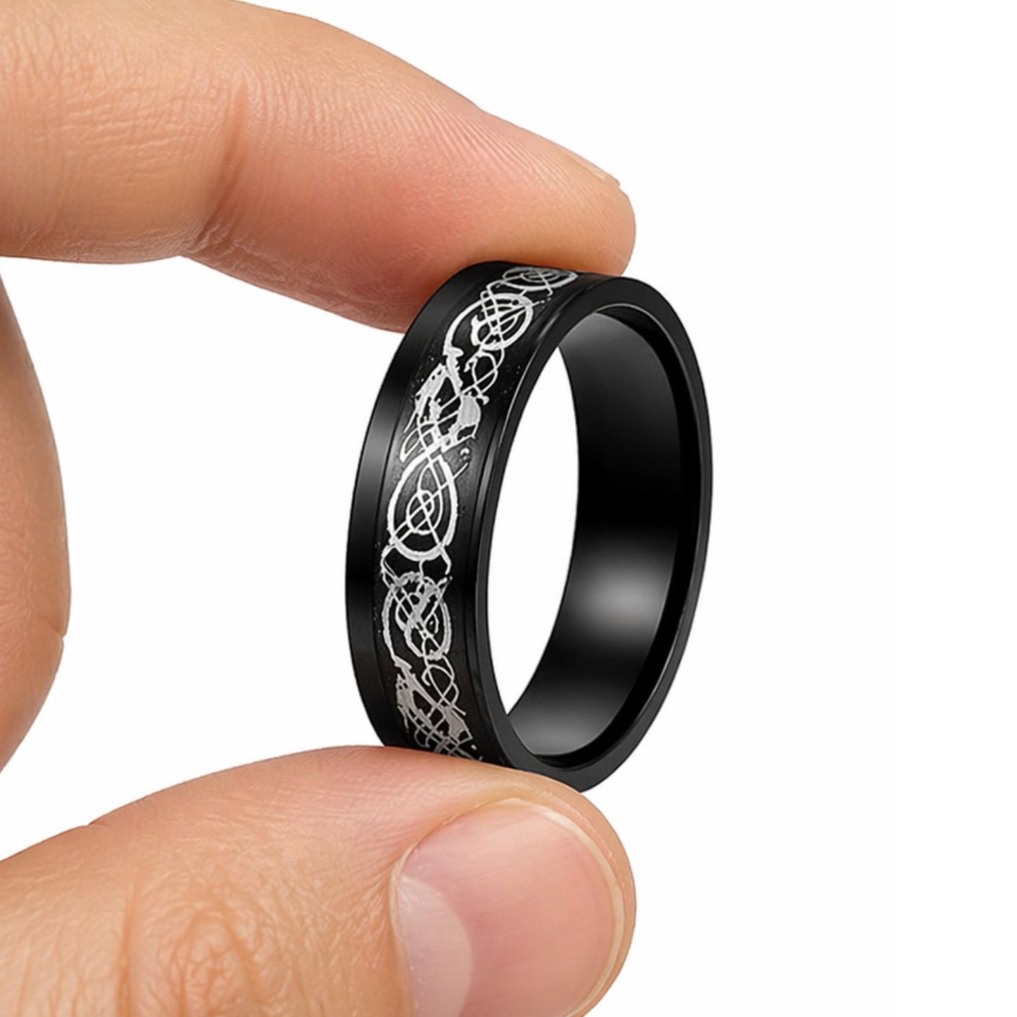 Black Stainless Steel Celtic Tribal Pattern Ring