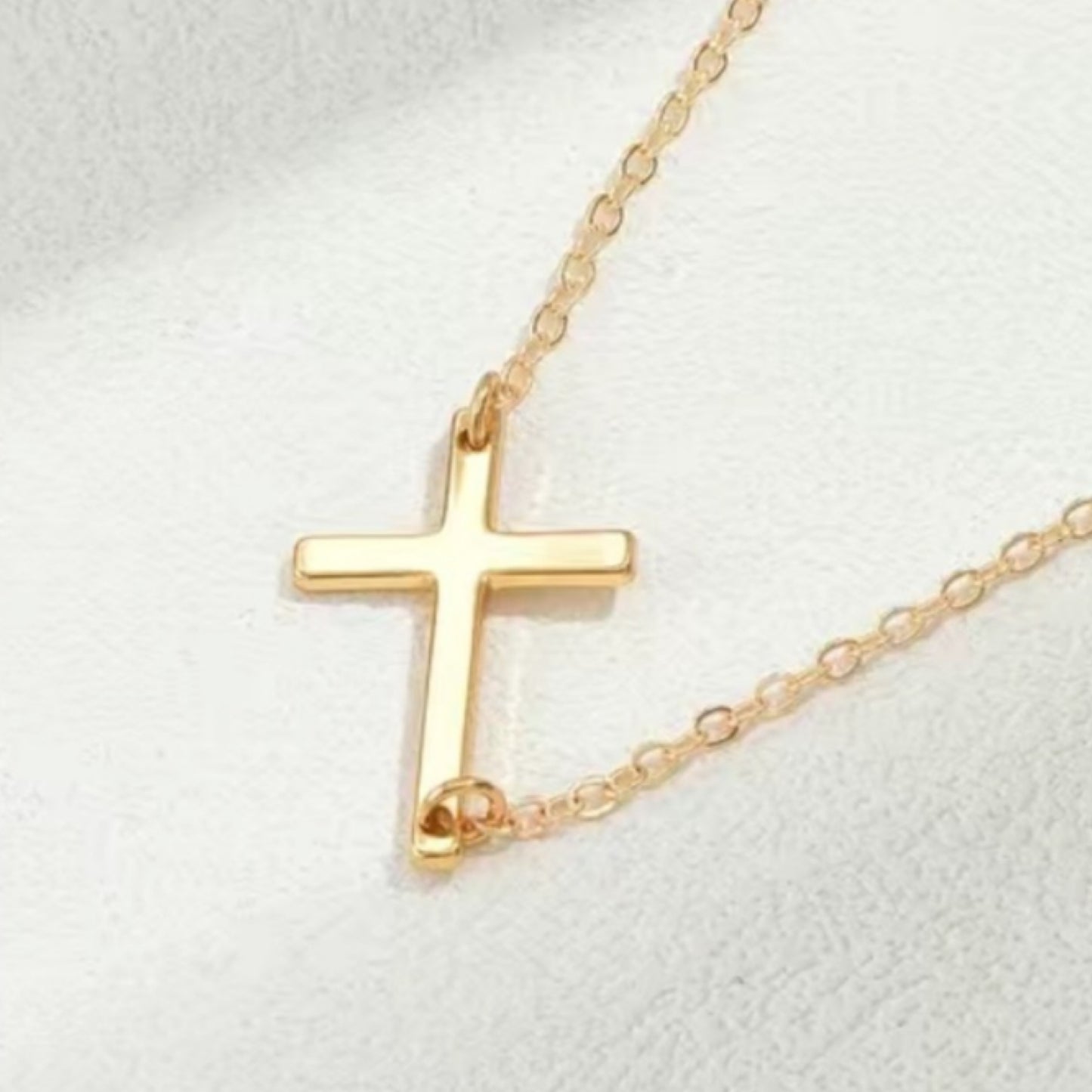 Gold Sideways Cross Necklace – 18K Gold Plated Stainless Steel