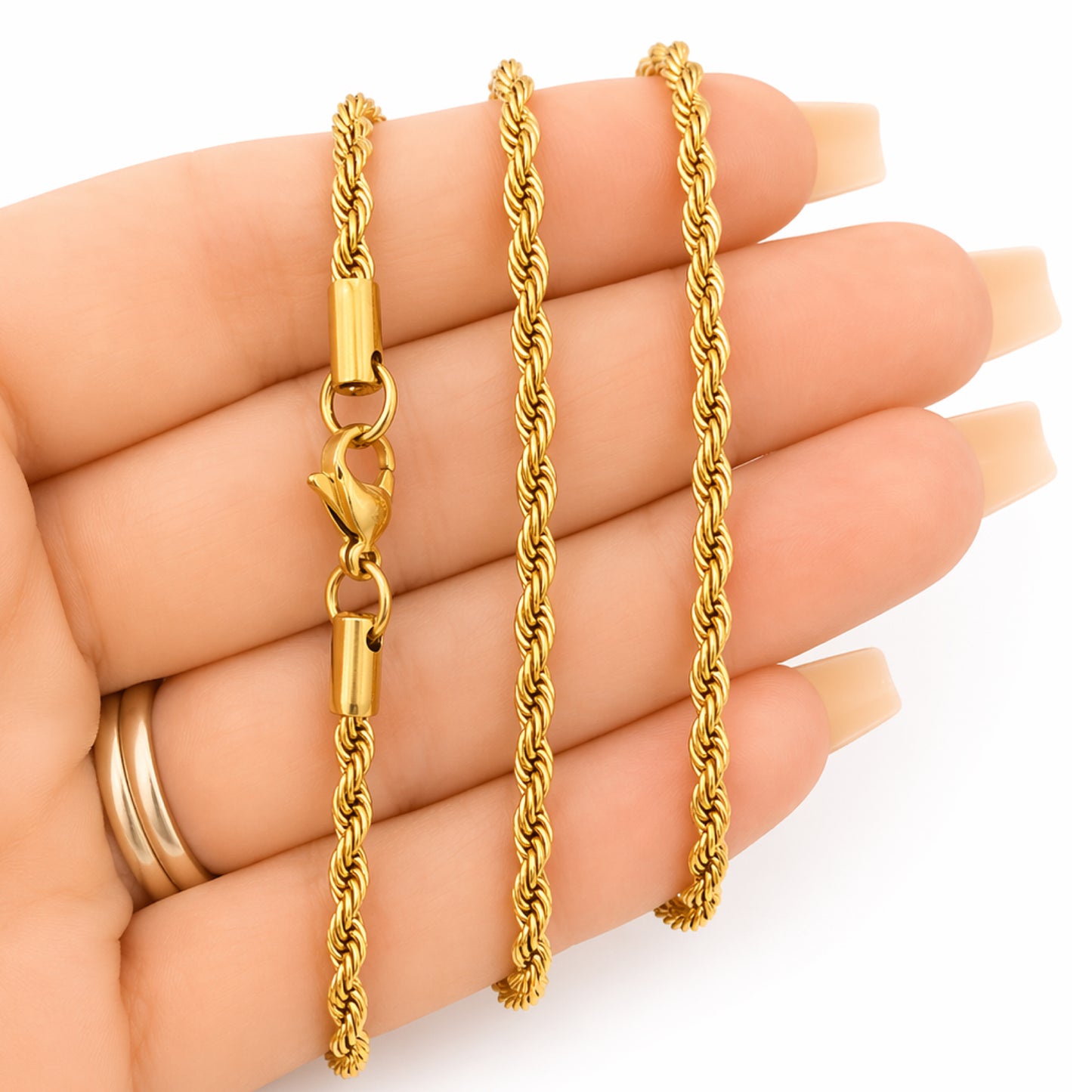 Gold CZ Cross Necklace – 18K Gold  Rope Chain 24”