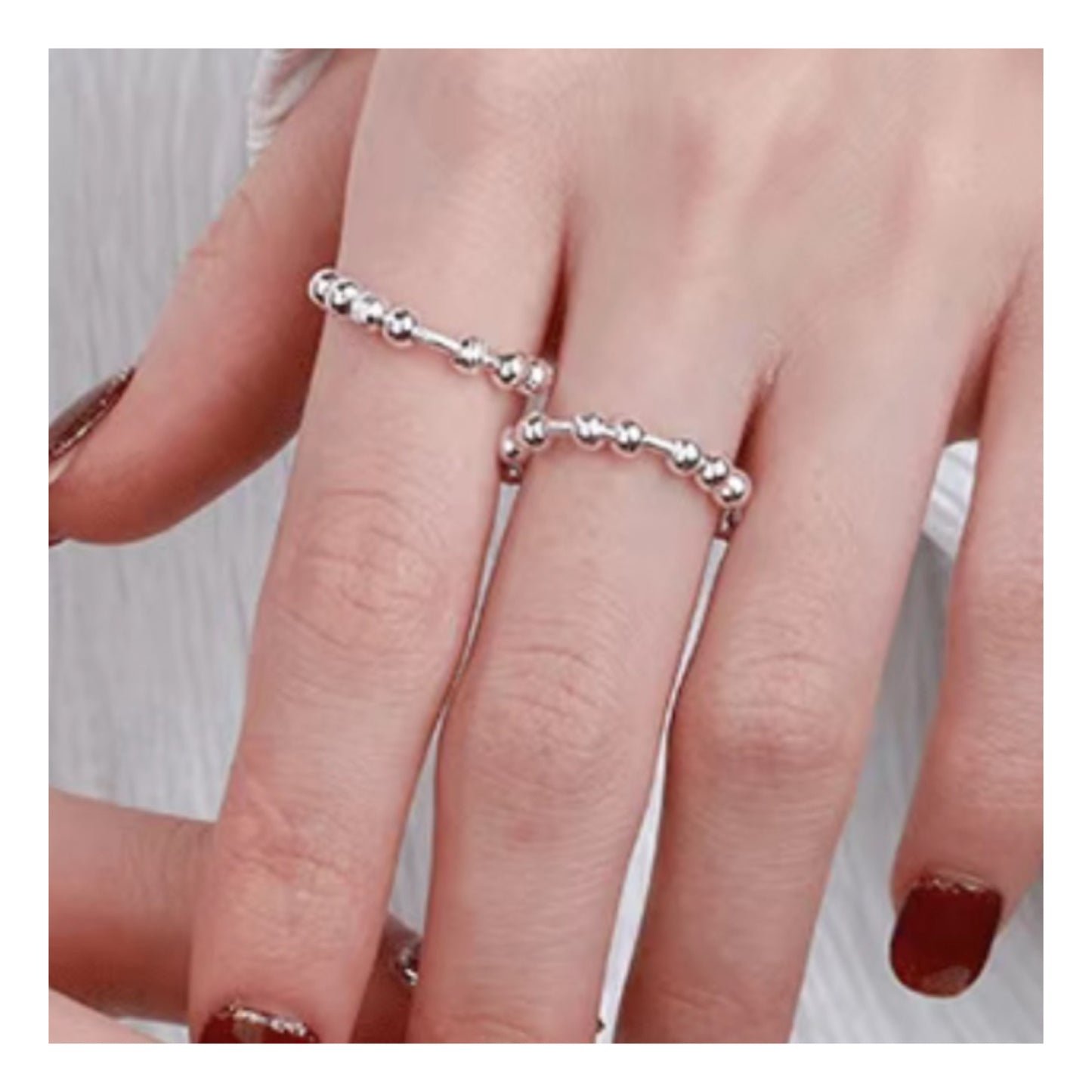 Silver Moving Beads Anxiety Fidget Ring – Stress Relief Jewelry