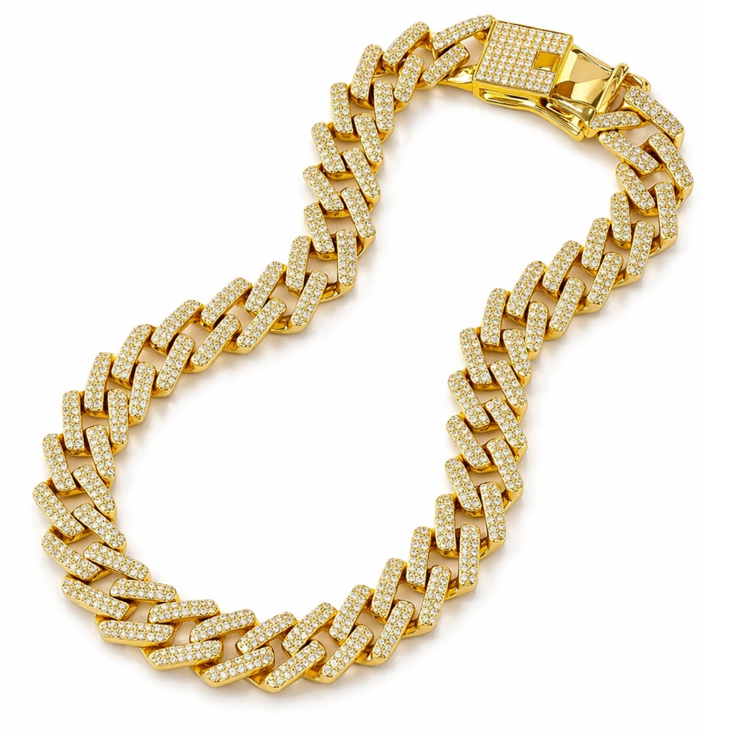 Gold Iced Cuban Link Chain Necklace – 20” 15mm CZ Pave