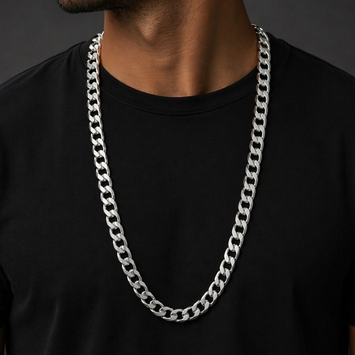 Stainless Steel Cuban Link Chain 28” 11.5mm Thick Silver Necklace