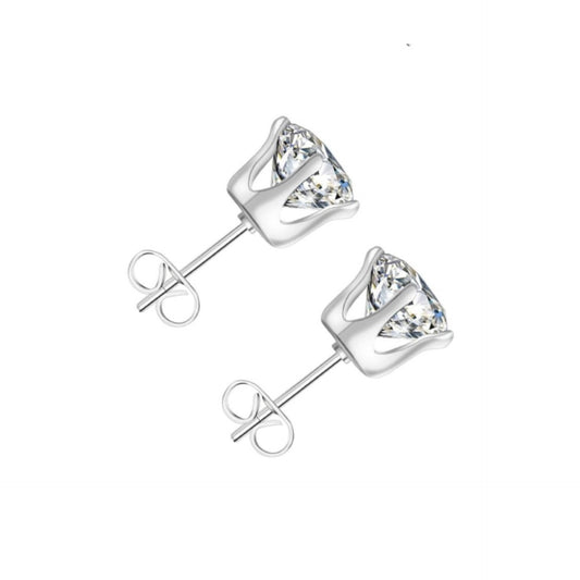 7mm Clear CZ Stud Earrings | Stainless Steel Hypoallergenic