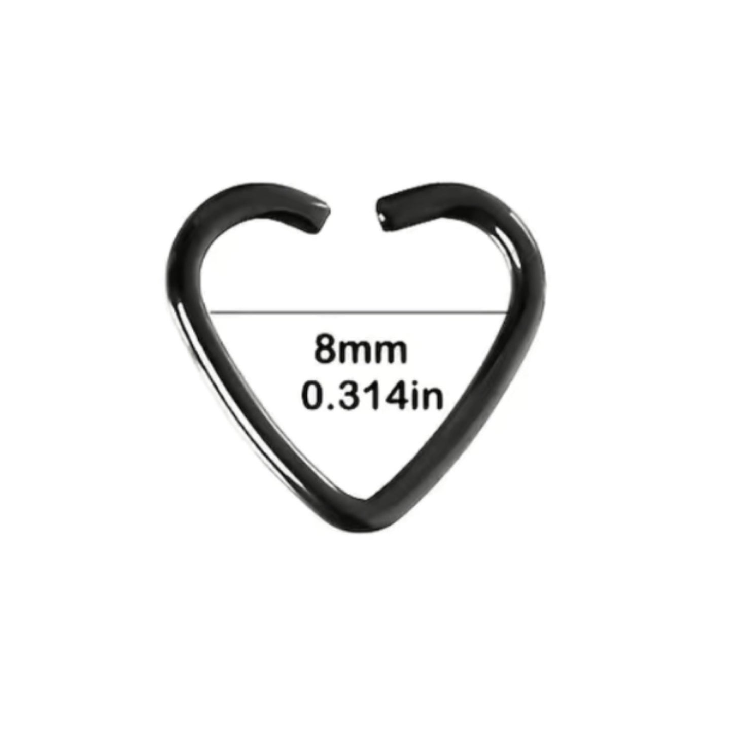 Tiny Silver Heart Fixed Hoop Earring – 8mm Cartilage or Helix Piercing Jewelry