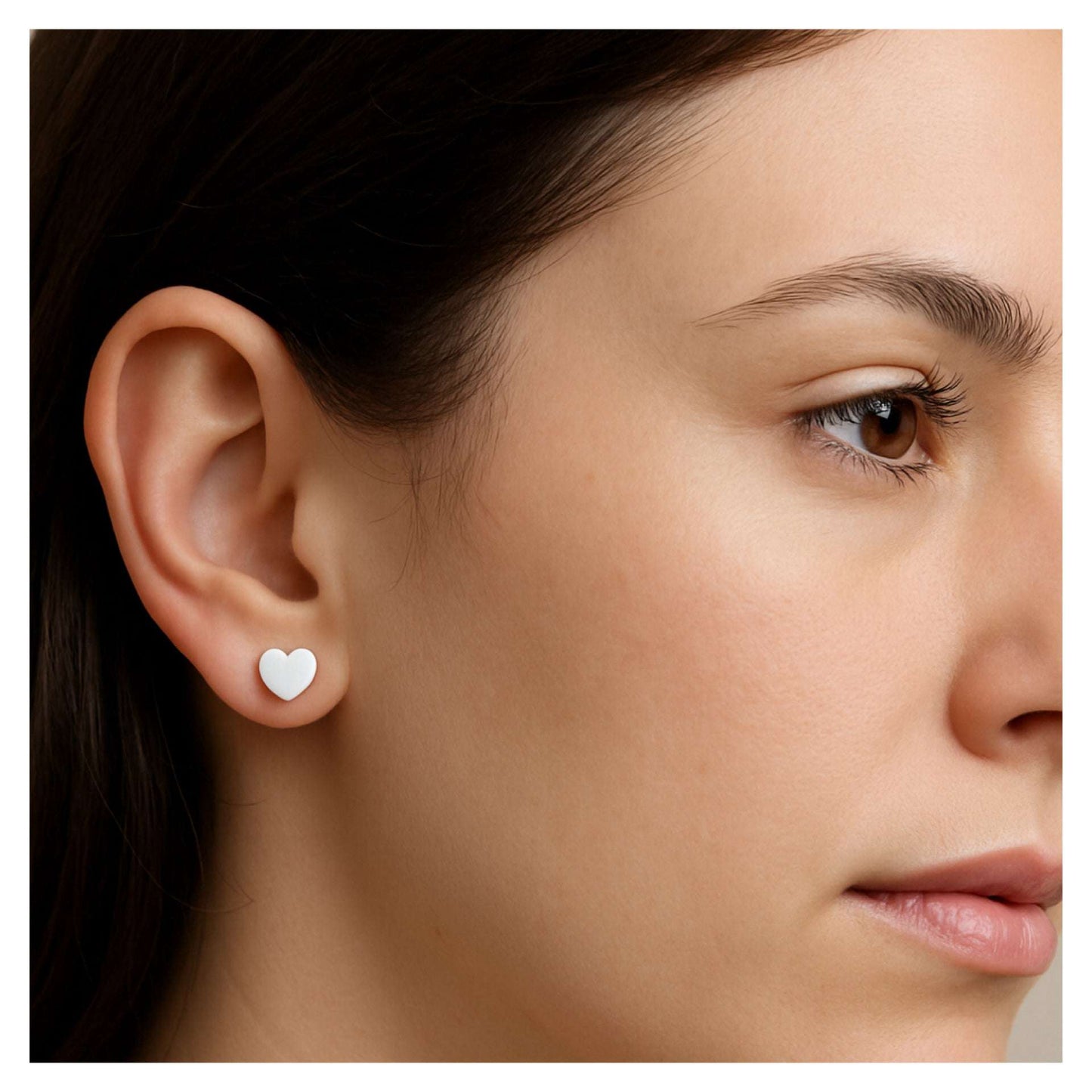 18G Stainless Steel Heart Barbell Earrings – 7mm Flat Back Studs