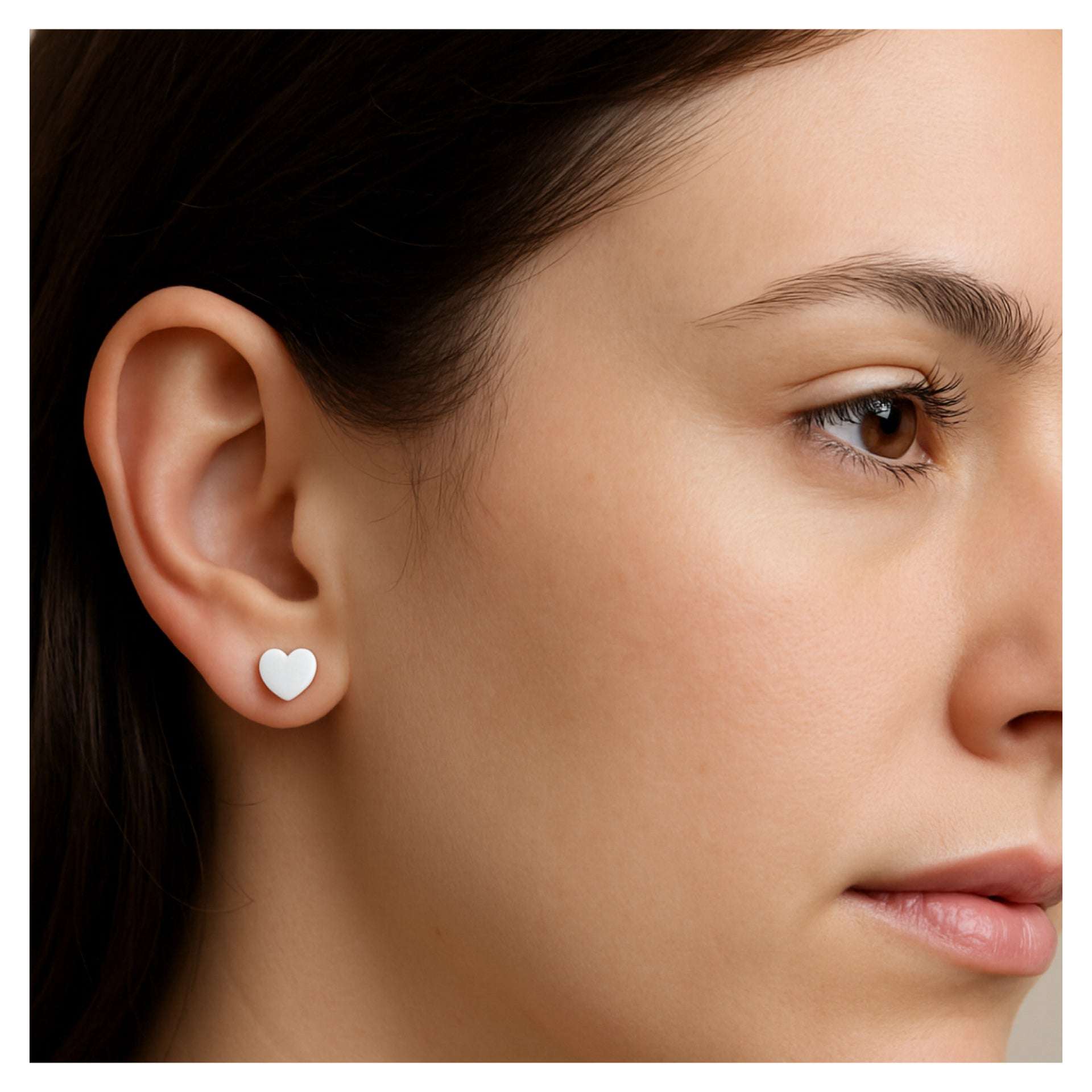 18G Stainless Steel Heart Barbell Earrings – 7mm Flat Back Studs