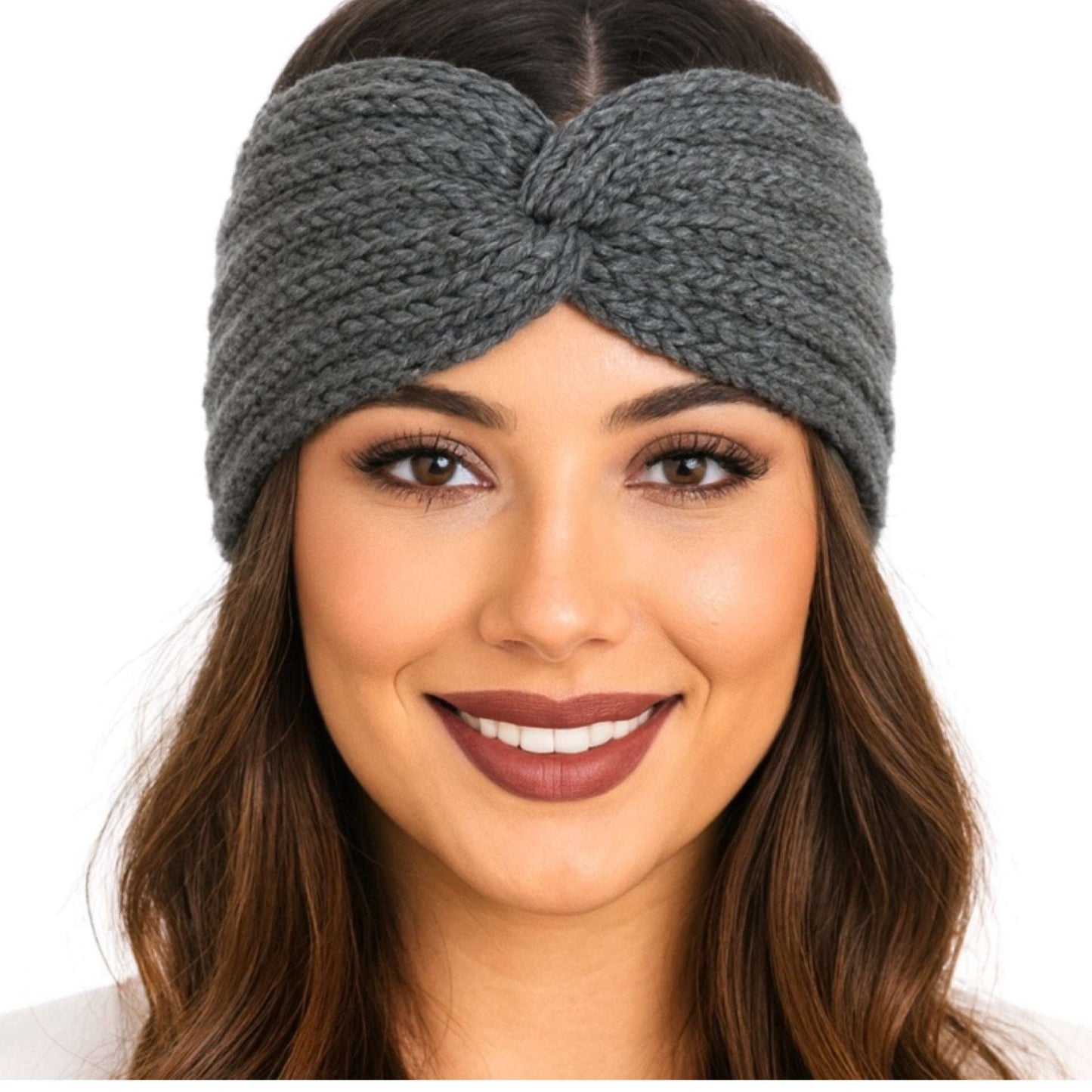 Women’s Gray Knit Headband Ear Warmer | Winter Hair Accessory