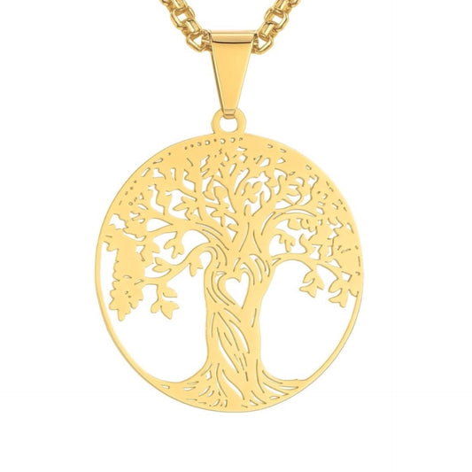 18k Gold Tree of Life Heart Pendant Necklace