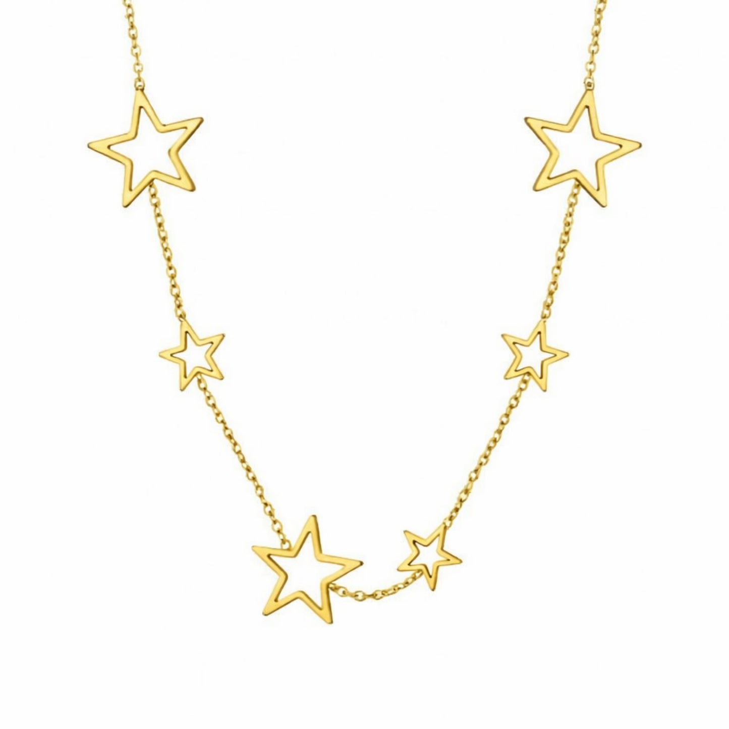 18K Gold Plated Stainless Steel Star Charm Necklace | Celestial Choker