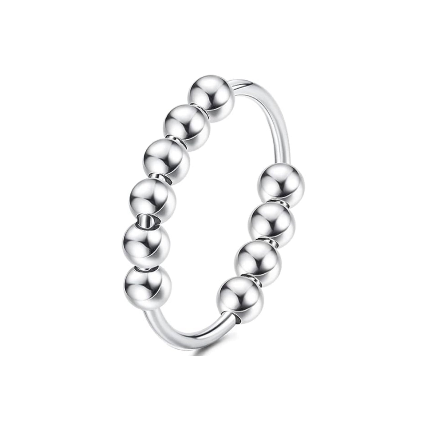 Round Beaded Stainless Steel Anxiety Fidget Ring