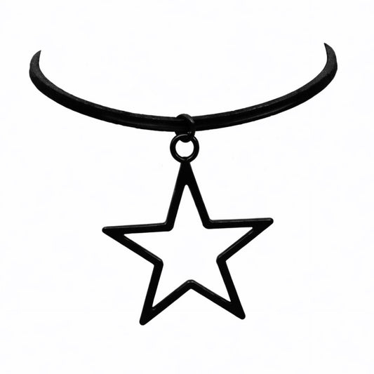 Black Open Star Choker Necklace | Gothic Celestial Choker