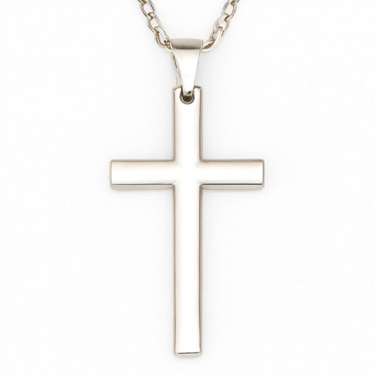 Stainless Steel Cross Pendant Necklace – Minimalist Faith Jewelry (20” Chain)
