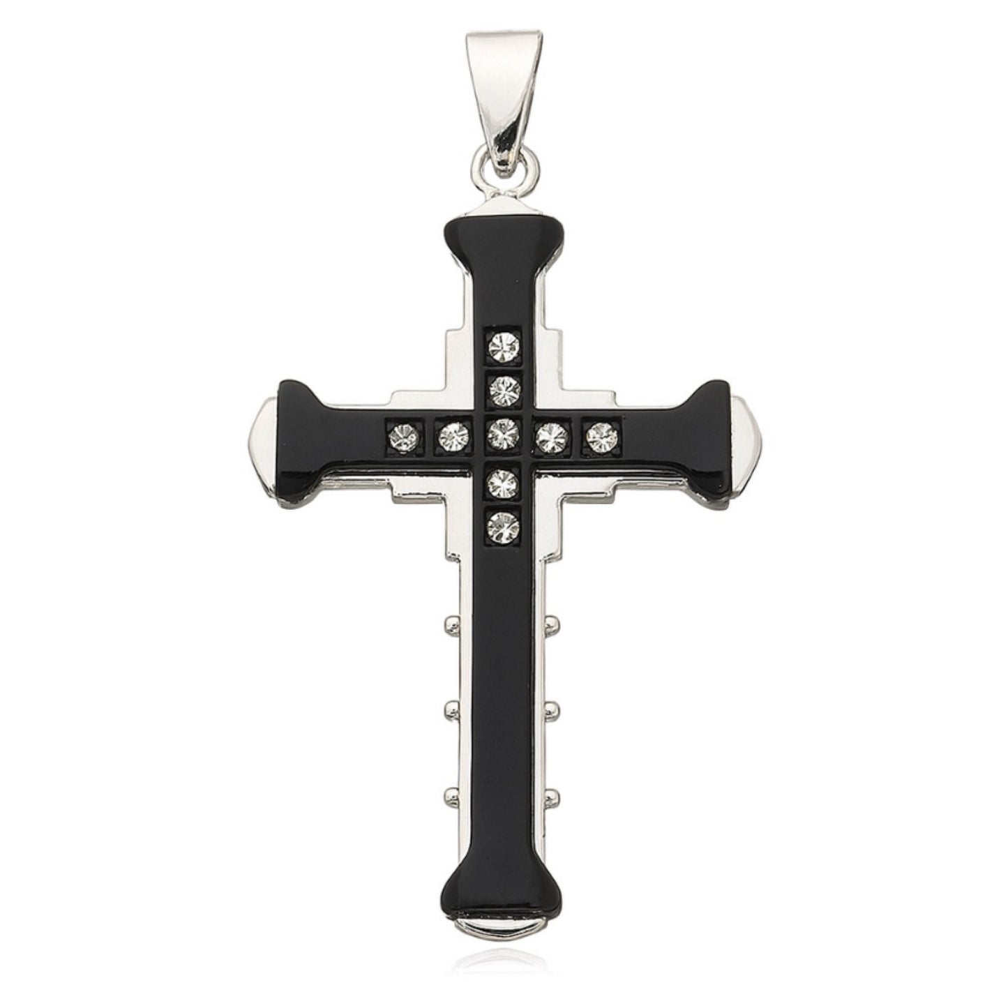 Black Cross Pendant Necklace – Stainless Steel Chain 20”