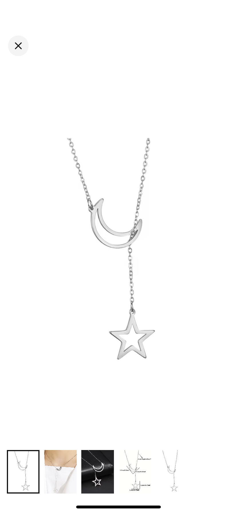 Silver Celestial Y Chain Crescent Moon Star Drop Necklace