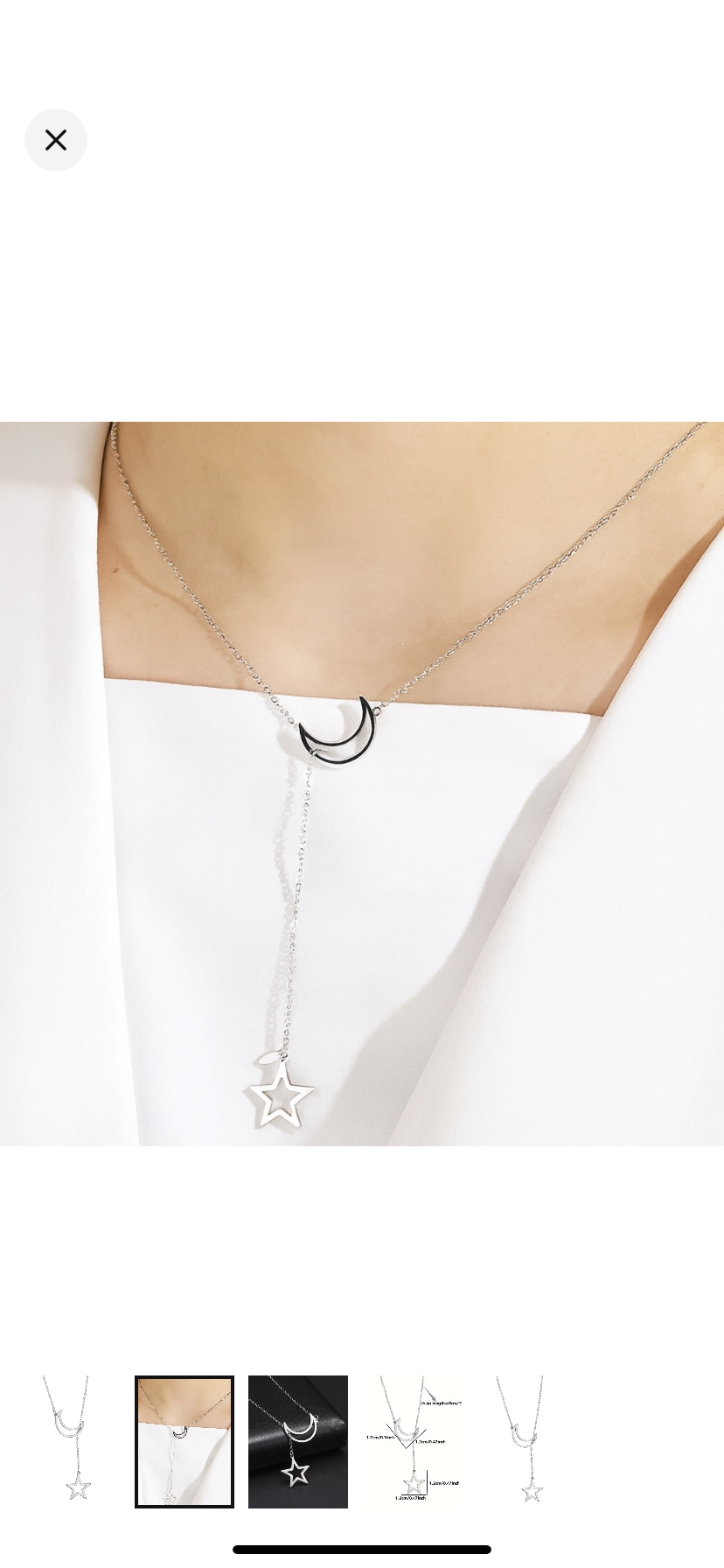 Silver Celestial Y Chain Crescent Moon Star Drop Necklace