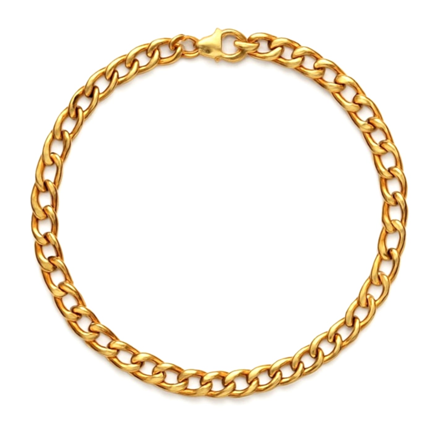 Gold Plated Curb Chain Bracelet – 5mm Cuban Link 8” Unisex Chain