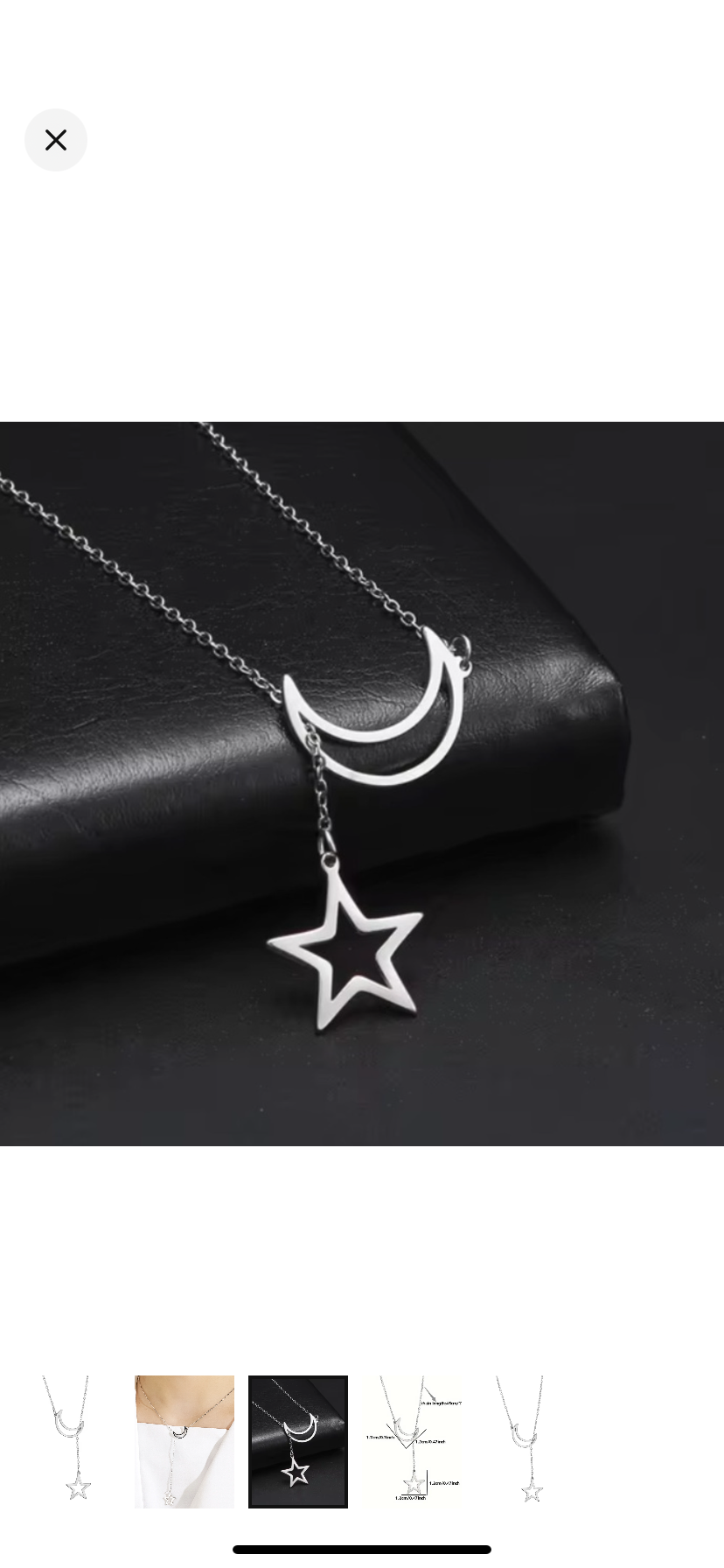 Silver Celestial Y Chain Crescent Moon Star Drop Necklace