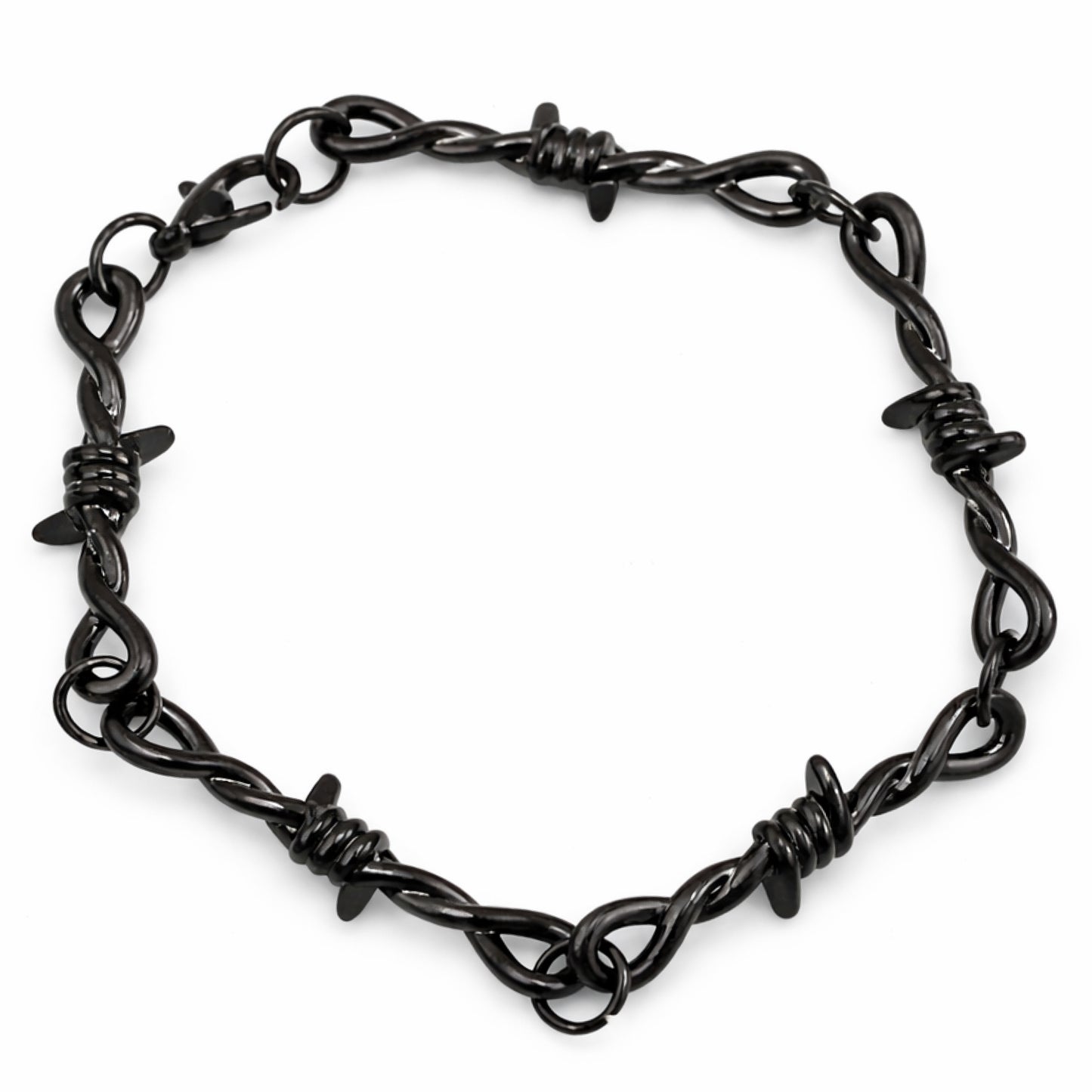 Black Barbed Wire Chain Bracelet – Gothic Punk Statement Jewelry