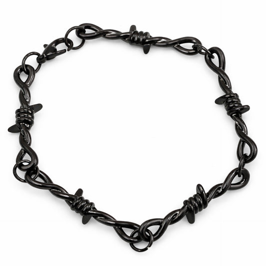 Black Barbed Wire Chain Bracelet – Gothic Punk Statement Jewelry
