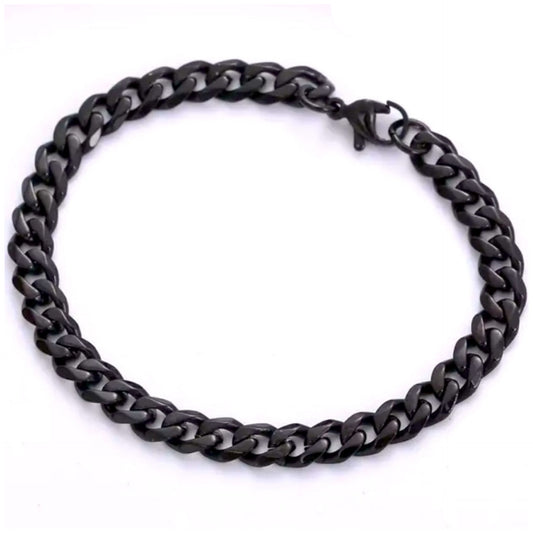 Black Thick Cuban Link Bracelet – Titanium Steel Chain