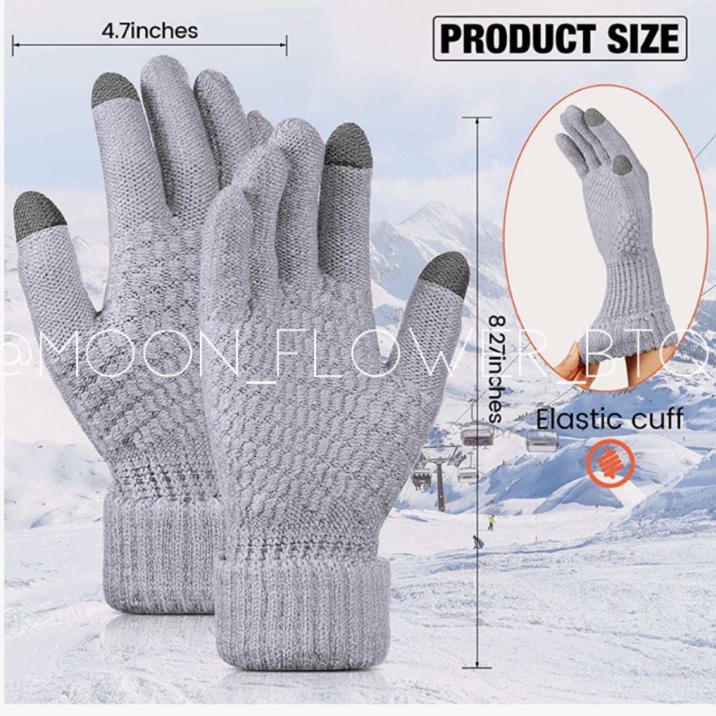 Gray Knit Winter Gloves Warm Stretchy Touchscreen Friendly Cold Weather Accessories