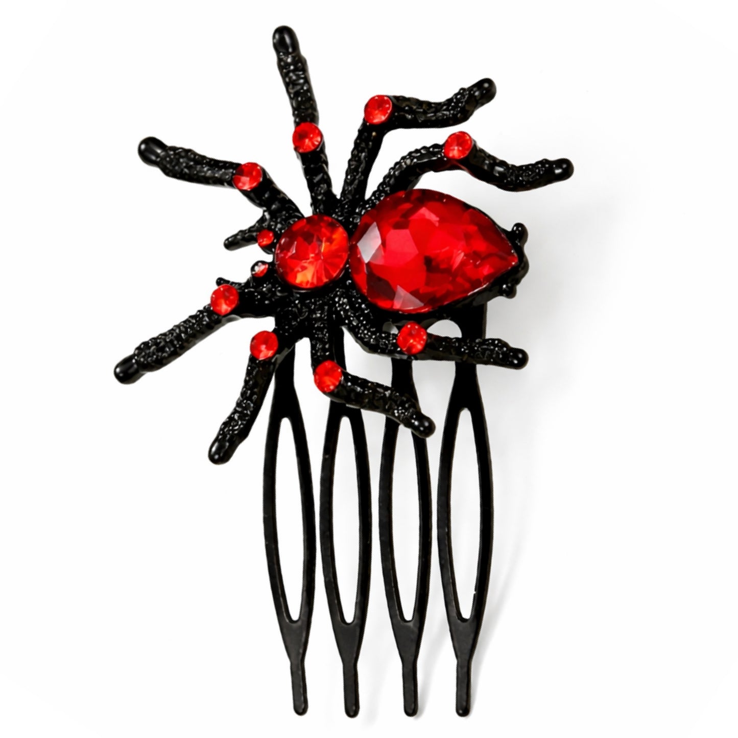 Gothic Red Crystal Spider Hair Comb – Black Gothic Statement Hair Accessory