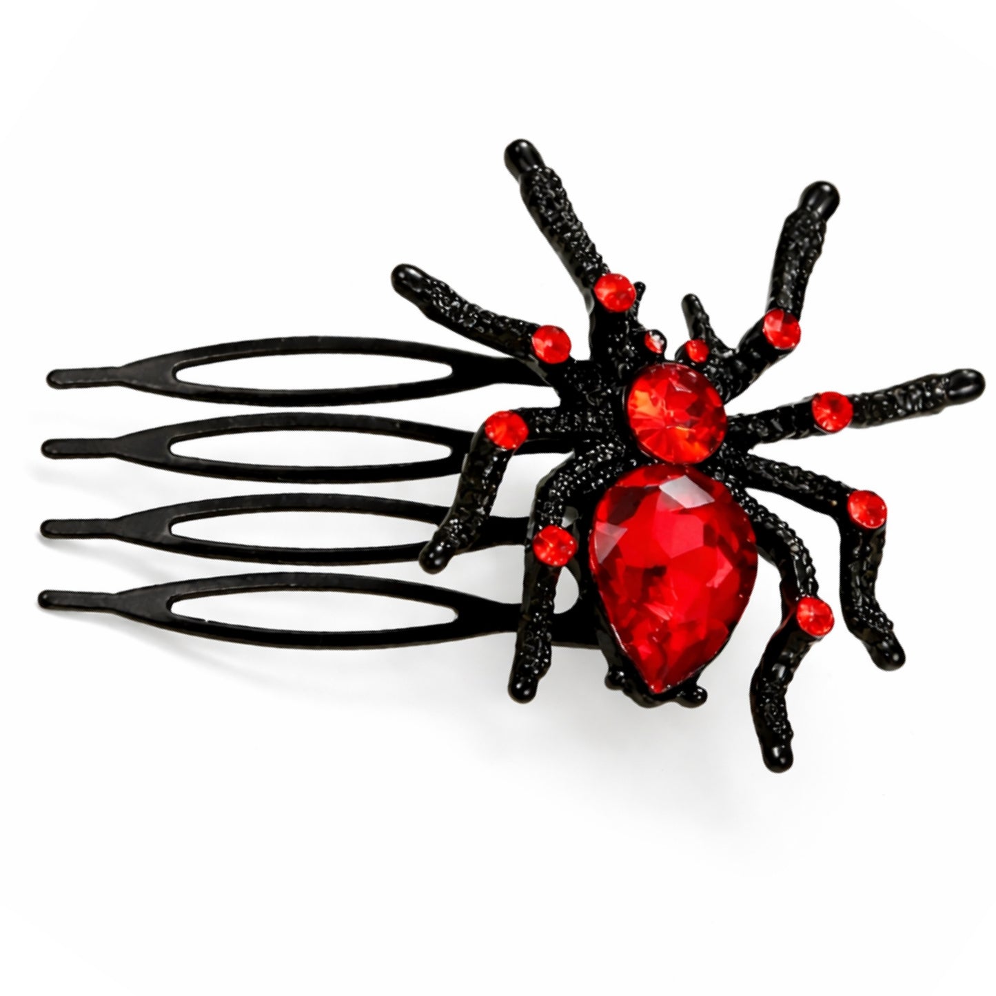 Gothic Red Crystal Spider Hair Comb – Black Gothic Statement Hair Accessory