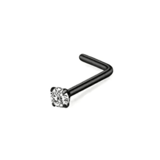 CZ Black L Shaped Nose Ring