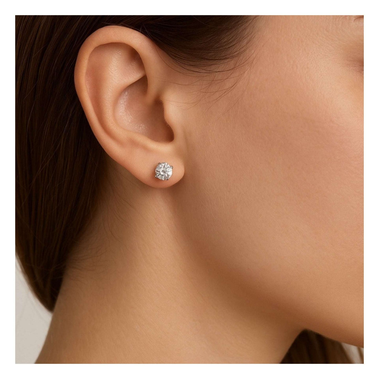 4mm Clear CZ Flat Back Earrings – Stainless Steel Hypoallergenic Cartilage Studs