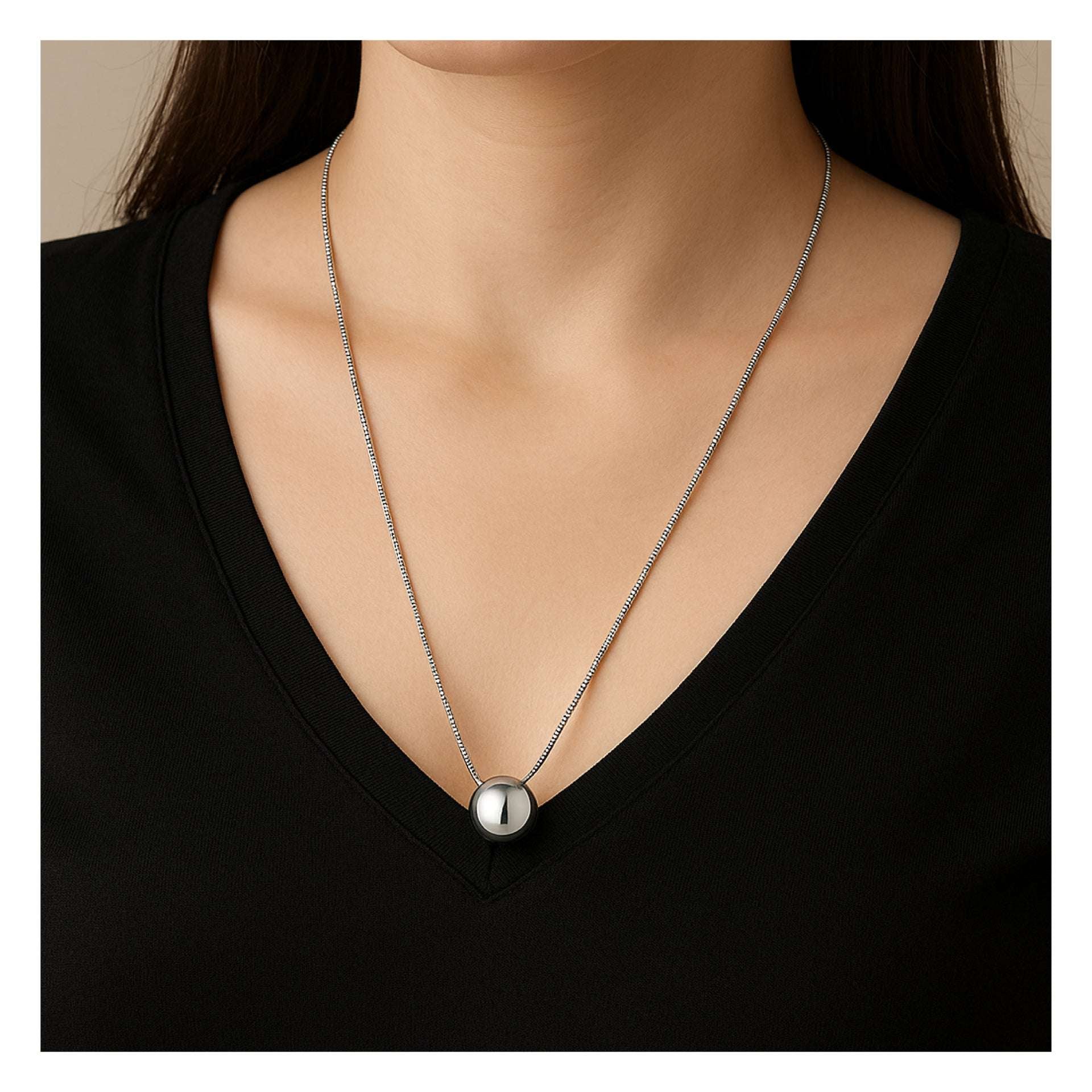 Silver Ball Pendant Necklace
